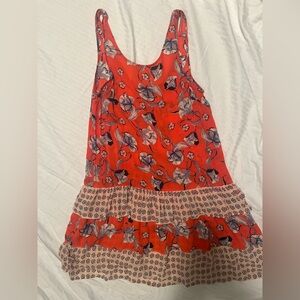MINKPINK Boho Dress - orange mini dress w/ floral design